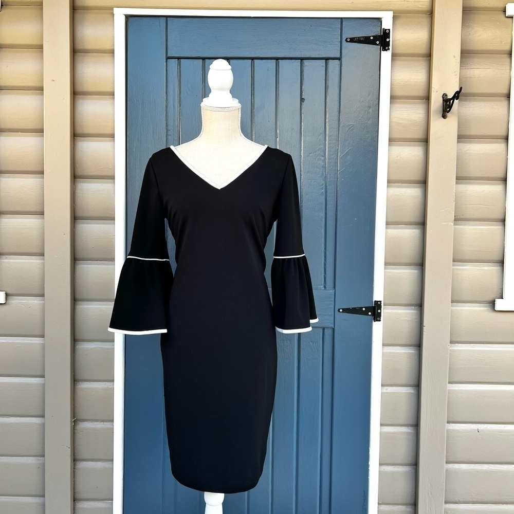 Calvin Klein Bell Sleeve Midi Dress Women Size 8